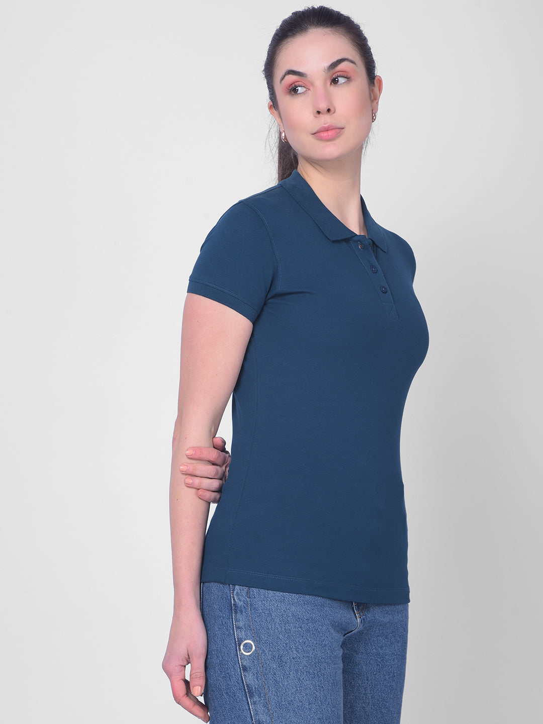 Blue Polo Neck T-Shirt