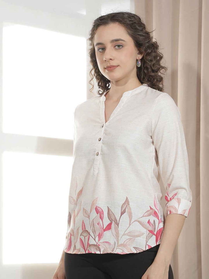 Radiant Red Impressionist Floral Top