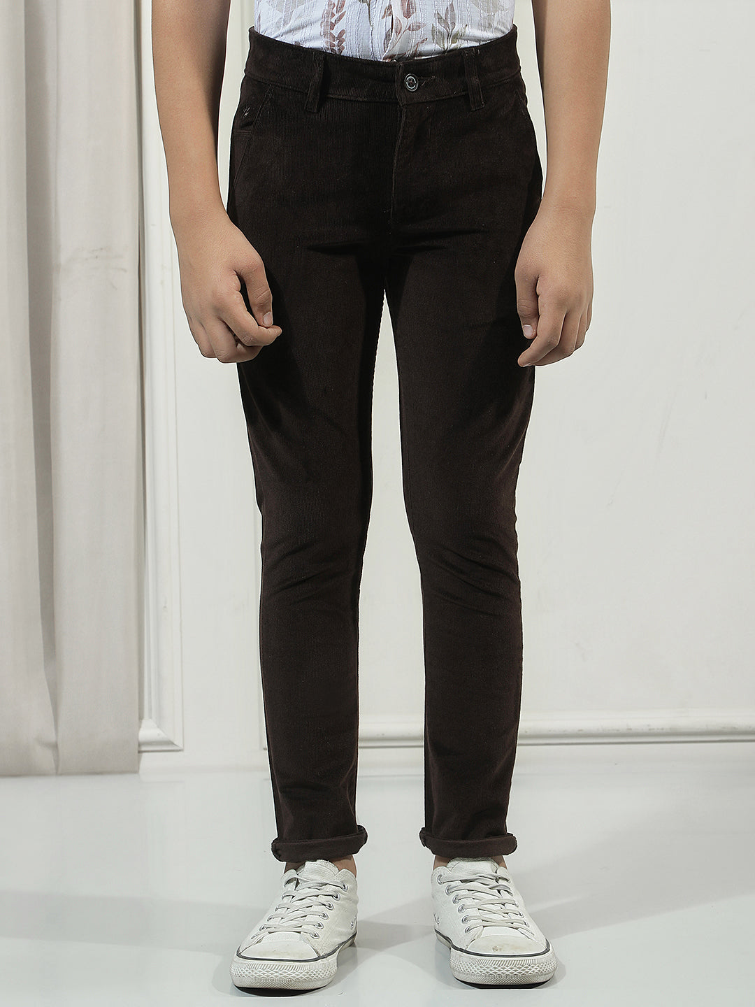 Brown Cotton Stretchable Corduroy Trousers