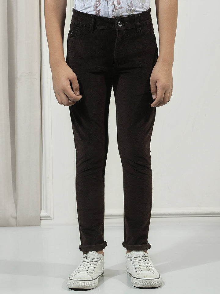 Brown Cotton Stretchable Corduroy Trousers