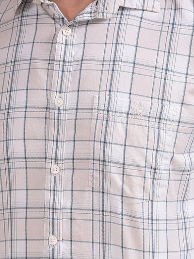 Beige Checked 100% Cotton Shirt