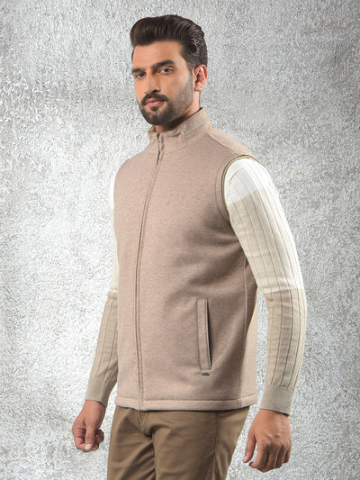 Beige Sleeveless Puffer Jacket