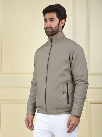 Beige Printed Puffer Jacket