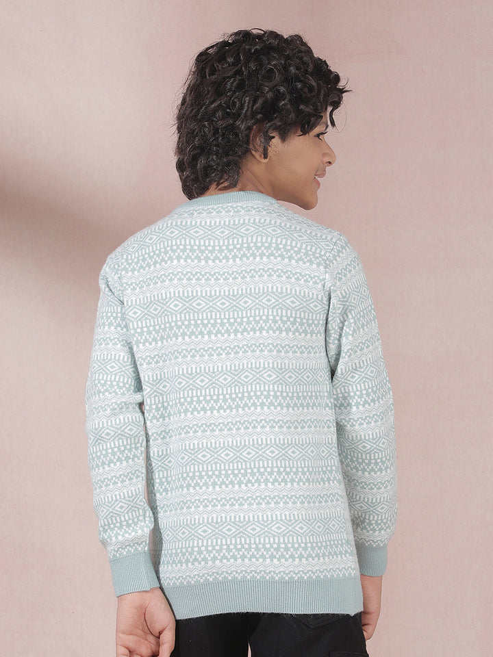 Modern Mist Blue Printed Sweater