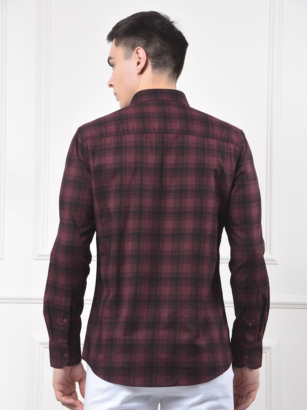 Maroon Checked 100% Cotton Shirt