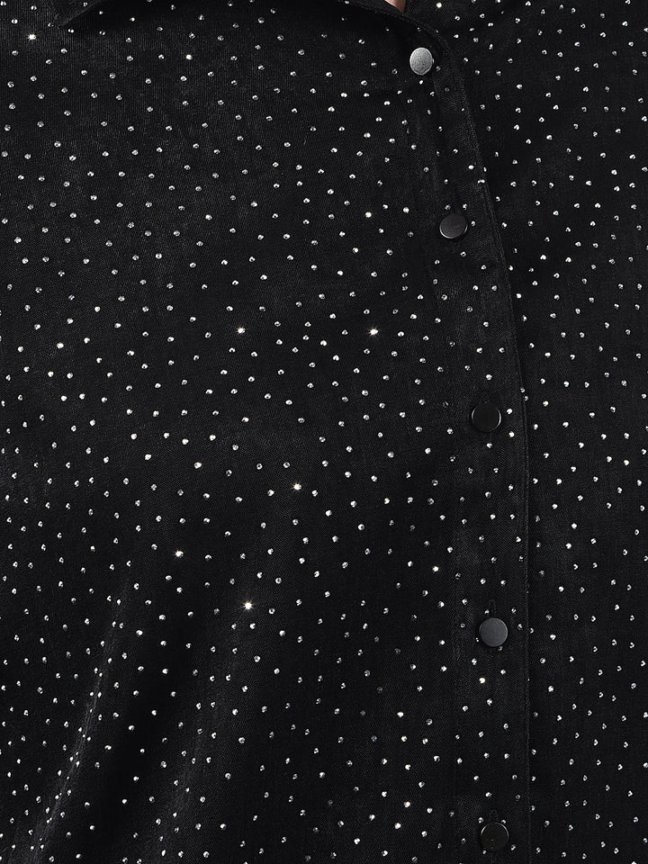 Black Embellished Sparkle Shirt