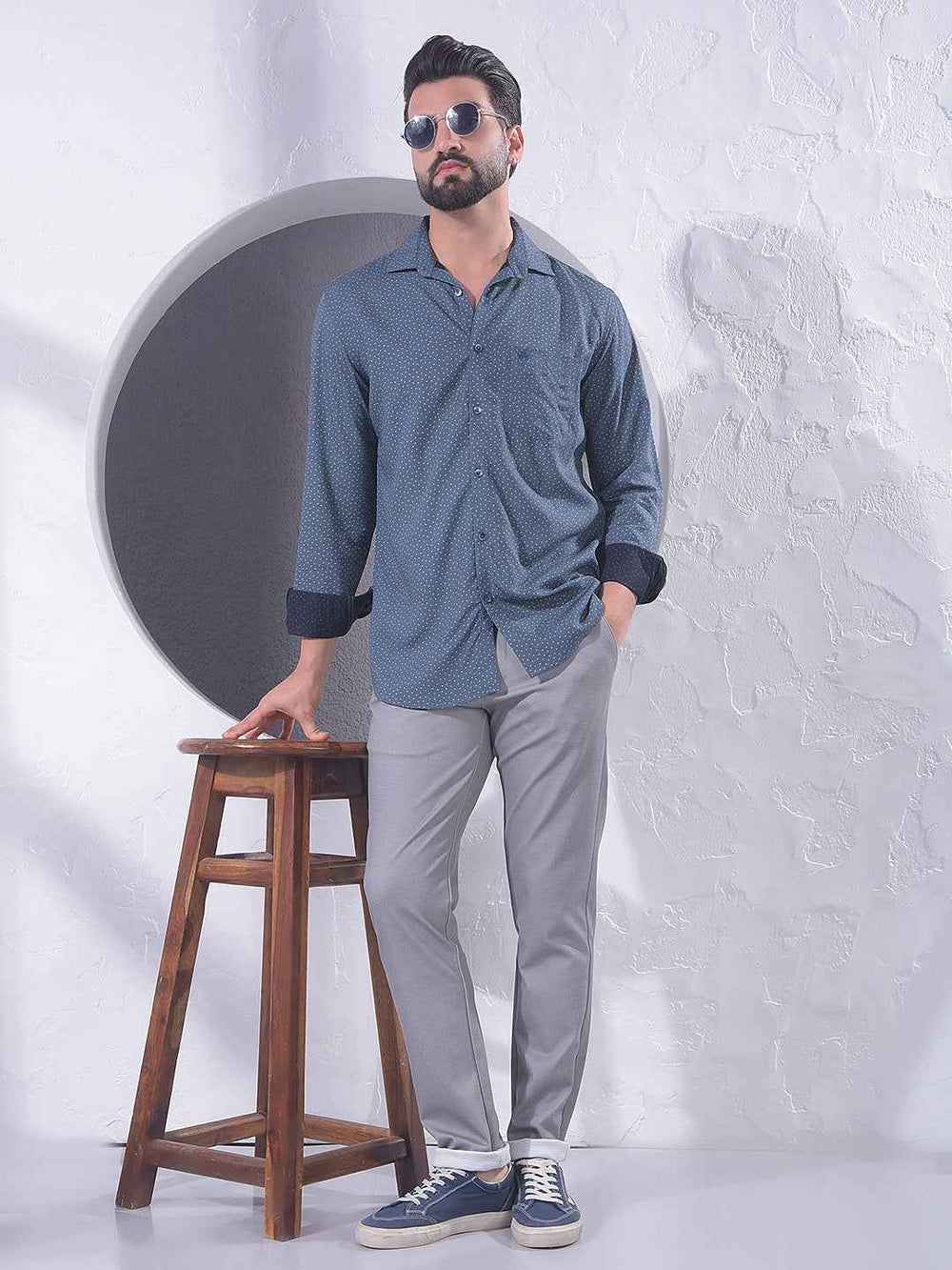 Blue Textured Surface Shirt