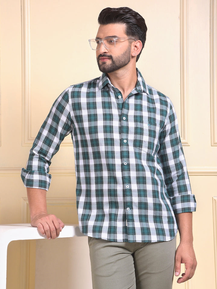 Green Checked 100% Cotton Shirt