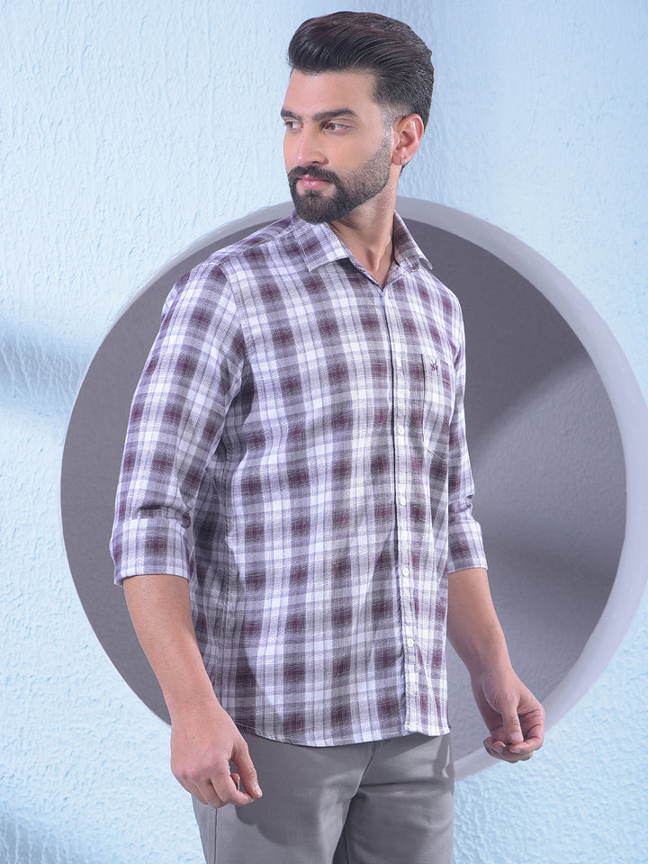 Brown Checked 100% Cotton Shirt