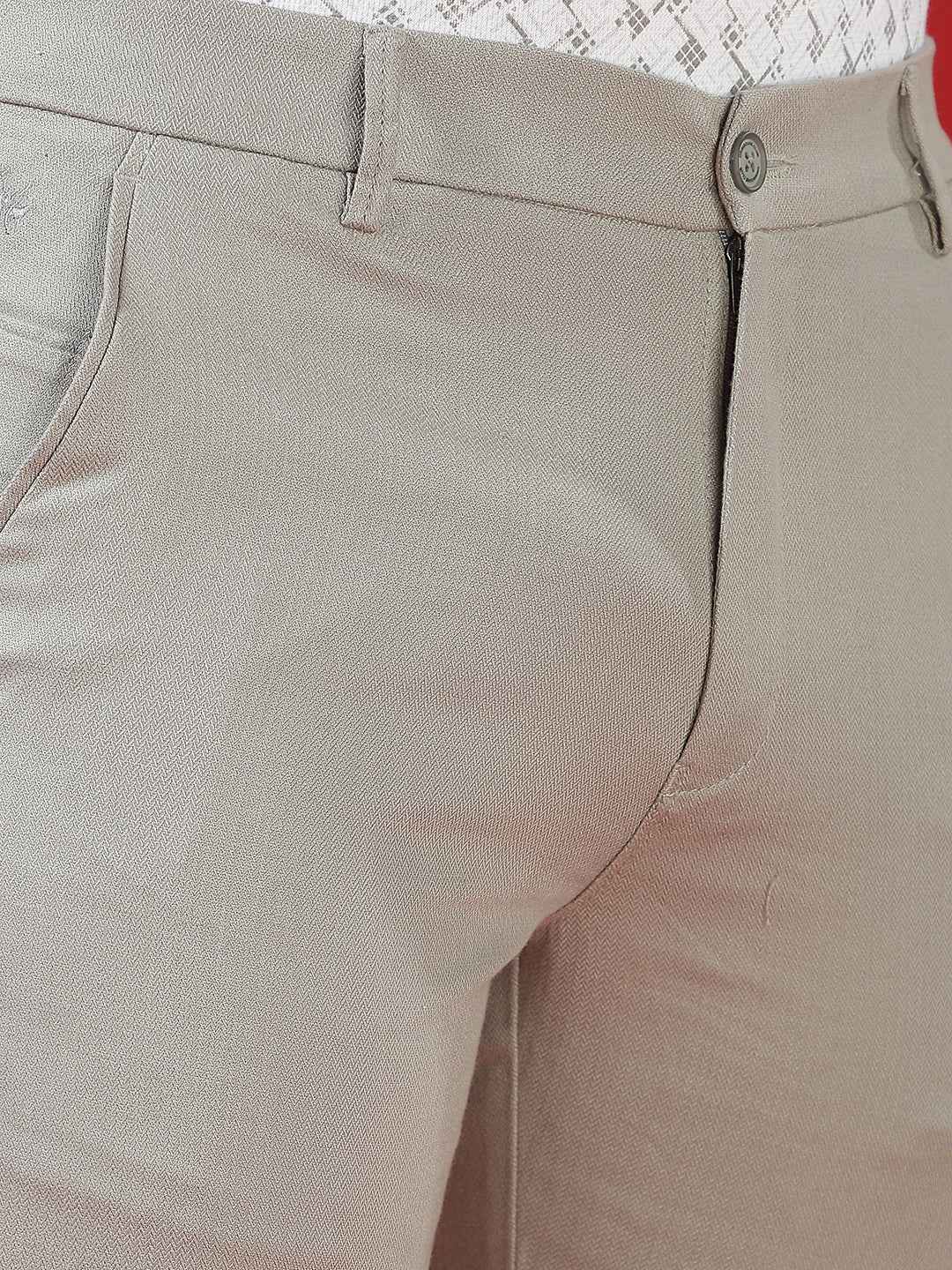 Grey Linen Dobby Texture Trousers