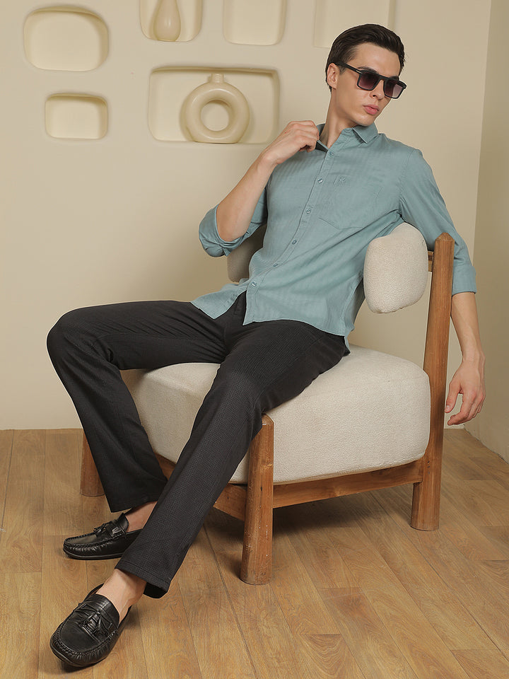 Blue Vertical Stripes Shirt