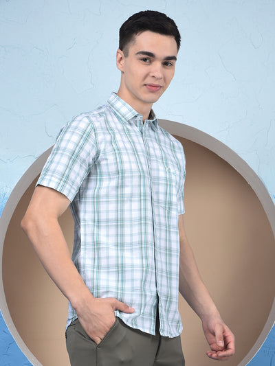 Blue Checked 100% Cotton Shirt-Men Shirts-Crimsoune Club