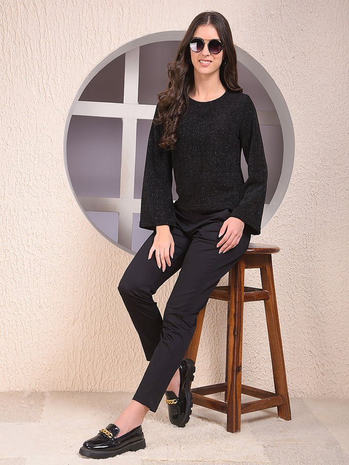 Black Vertical Stripes Top