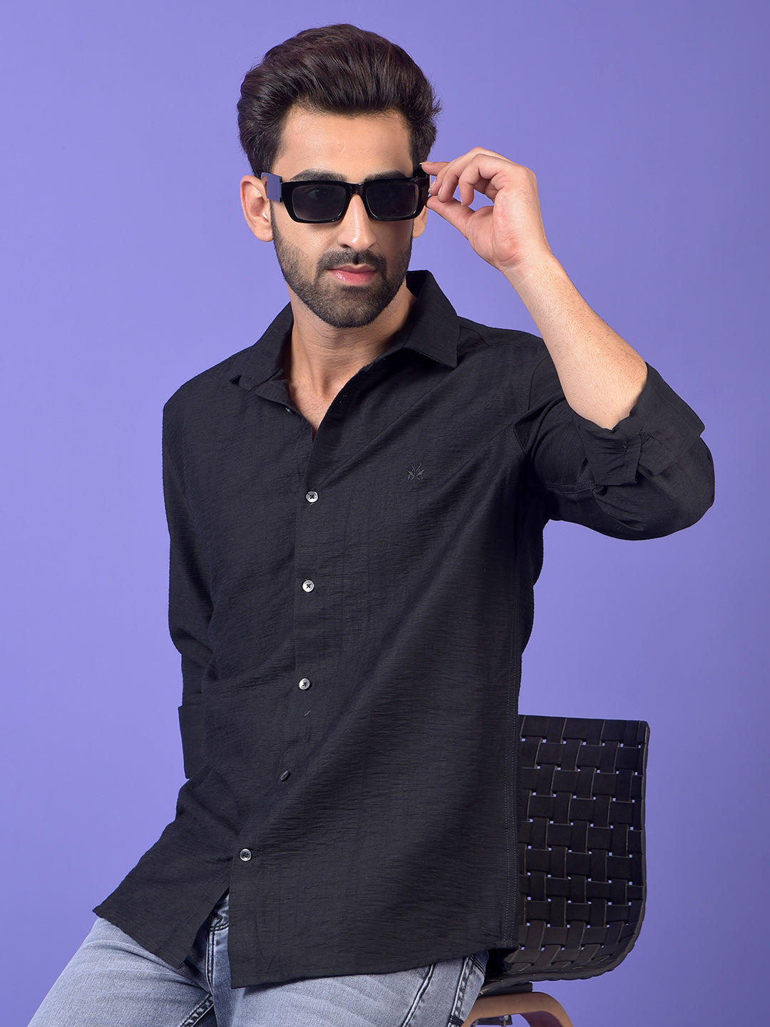 Black Textured Shirt