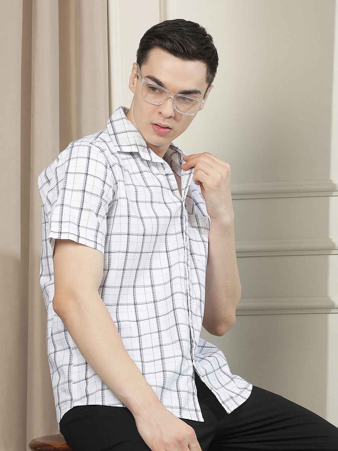 White Checked 100% Cotton Shirt