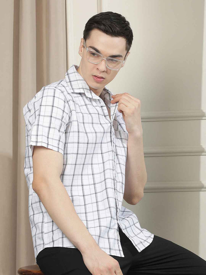 White Checked 100% Cotton Shirt