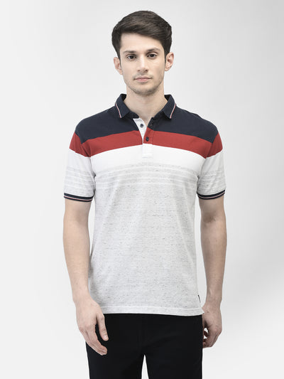 Multi-Color Color-Blocked Polo Neck T-Shirt