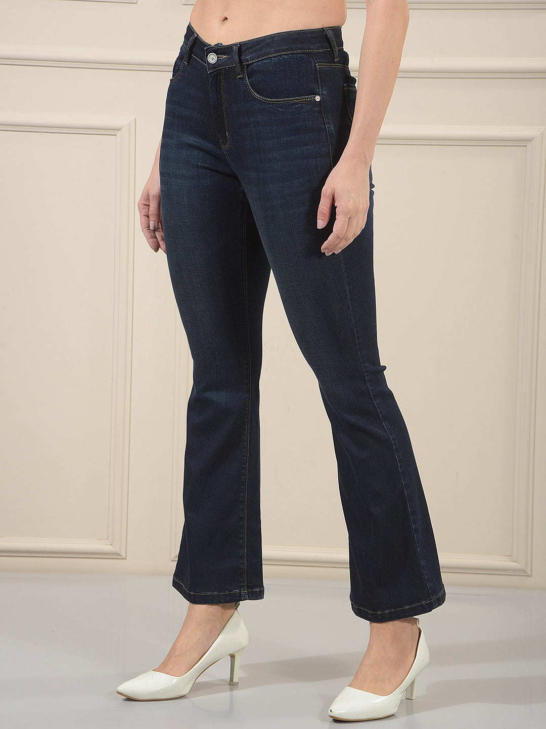 Structured Sky Blue Bootcut Jeans
