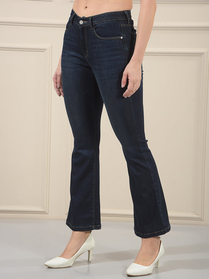 Structured Sky Blue Bootcut Jeans