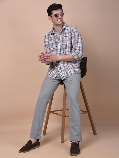 Purple Checked 100% Cotton Shirt