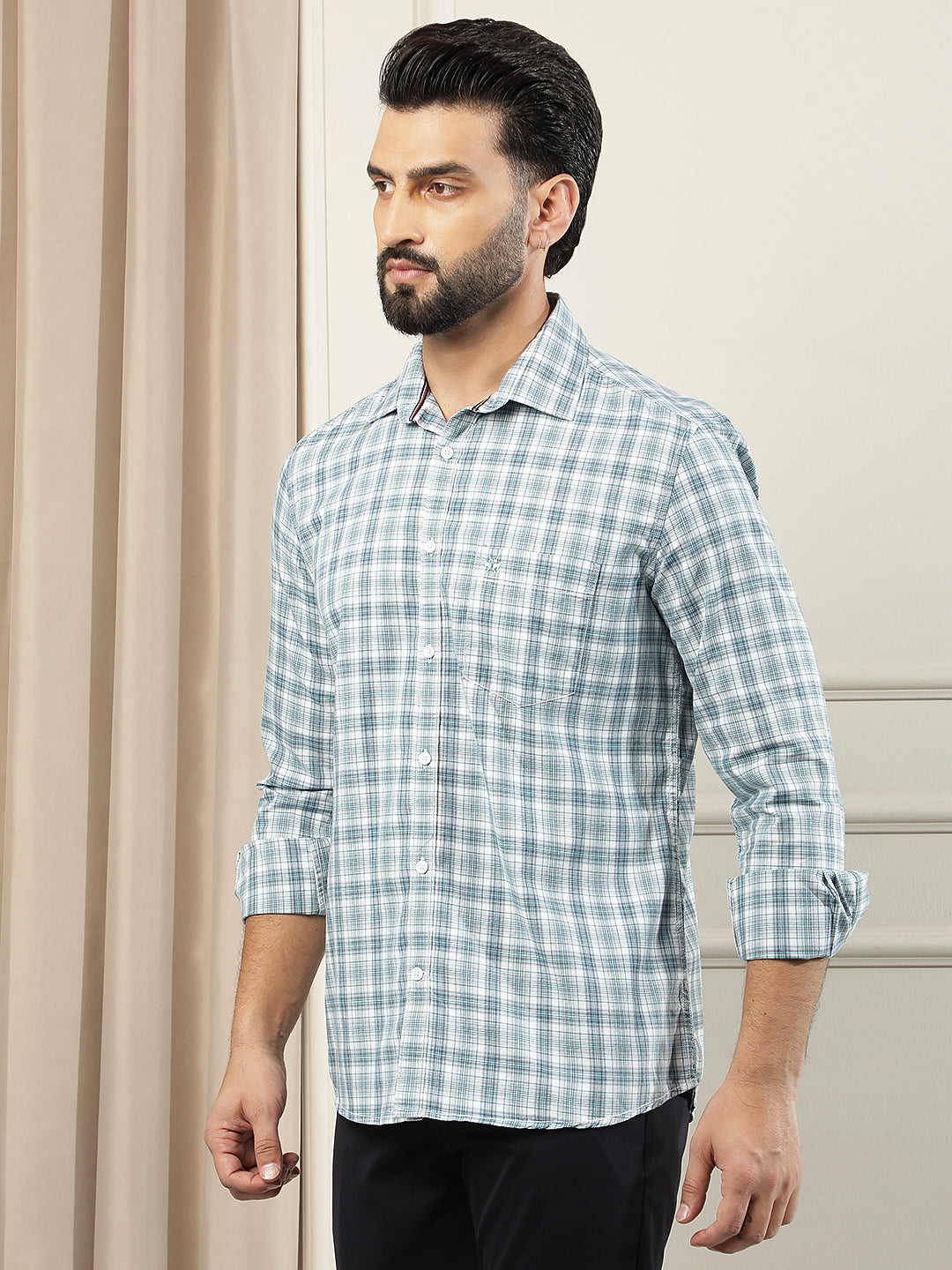 Green Checked 100% Cotton Shirt