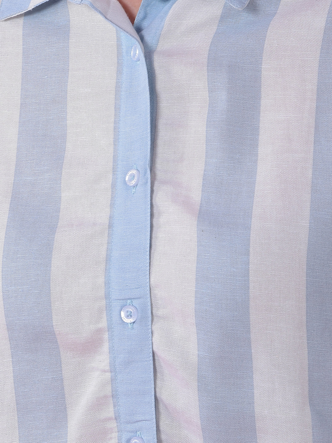 Blue Vertical Stripes Linen Shirt