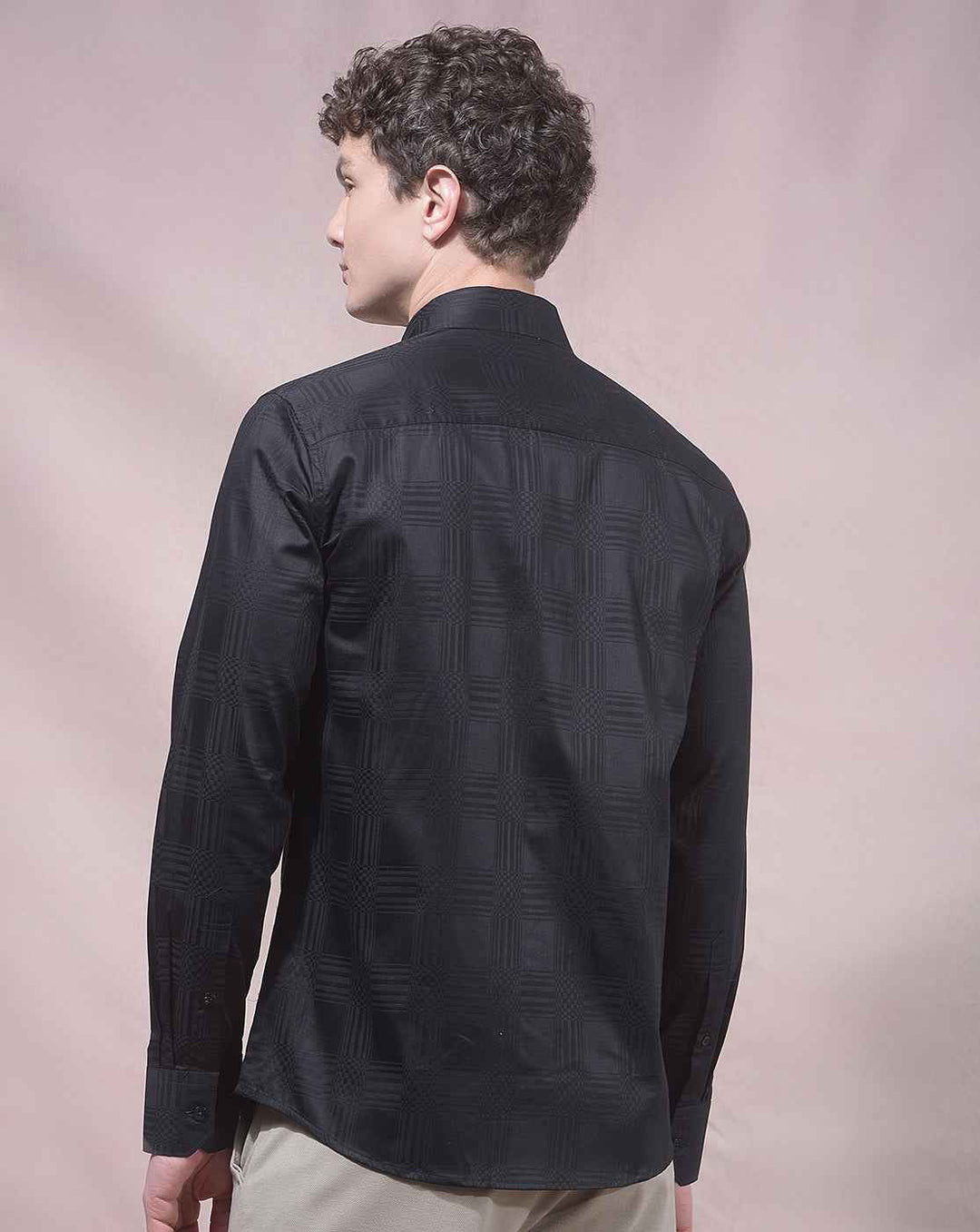 Black Jacquard 100% Cotton Shirt