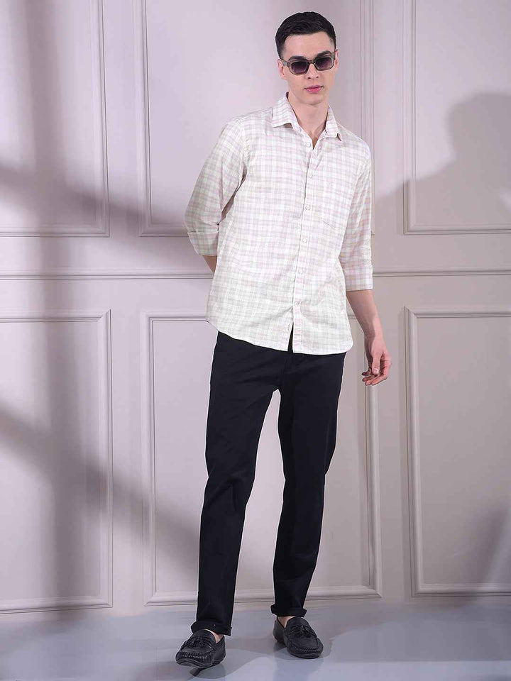 Yellow Checked 100% Cotton Shirt