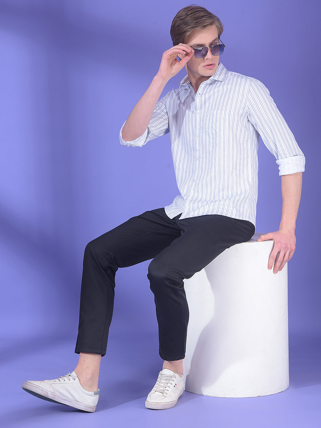 Classic White Vertical Stripe Shirt