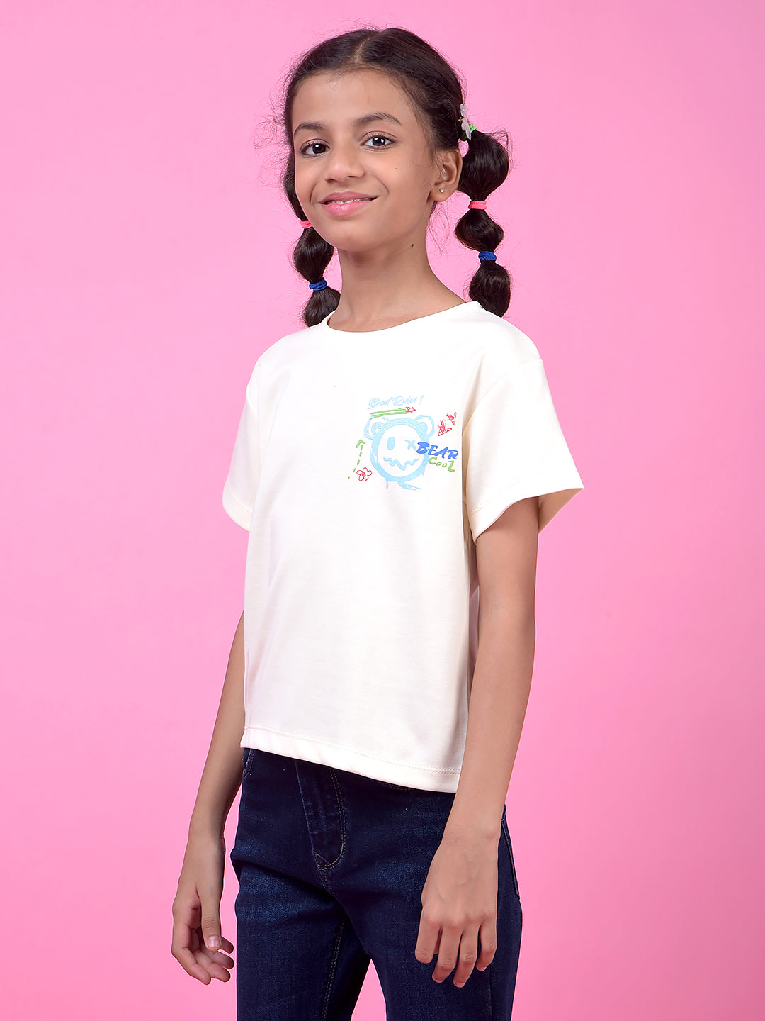 Cream Graphic Print T-Shirt