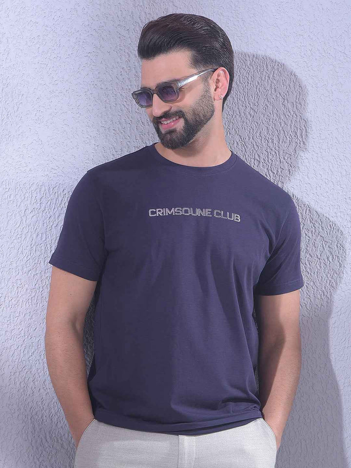 Purple Typographic Print T-Shirt
