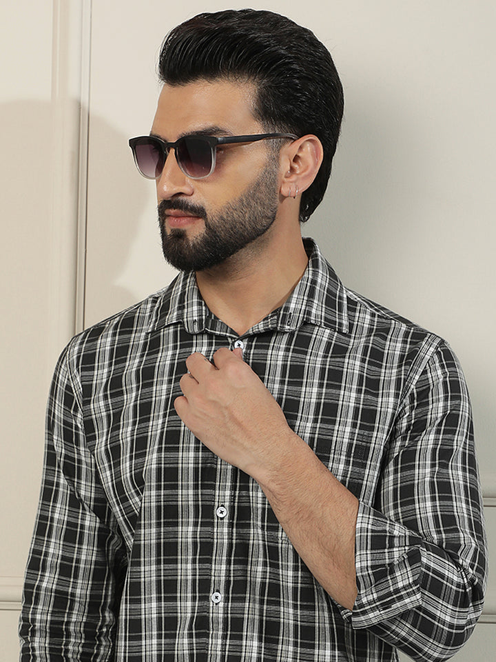 Black Checked 100% Cotton Shirt