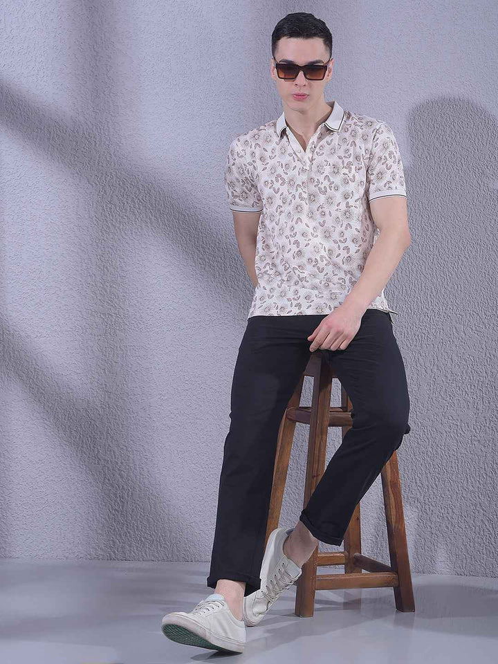 Brown Floral Print T-Shirt