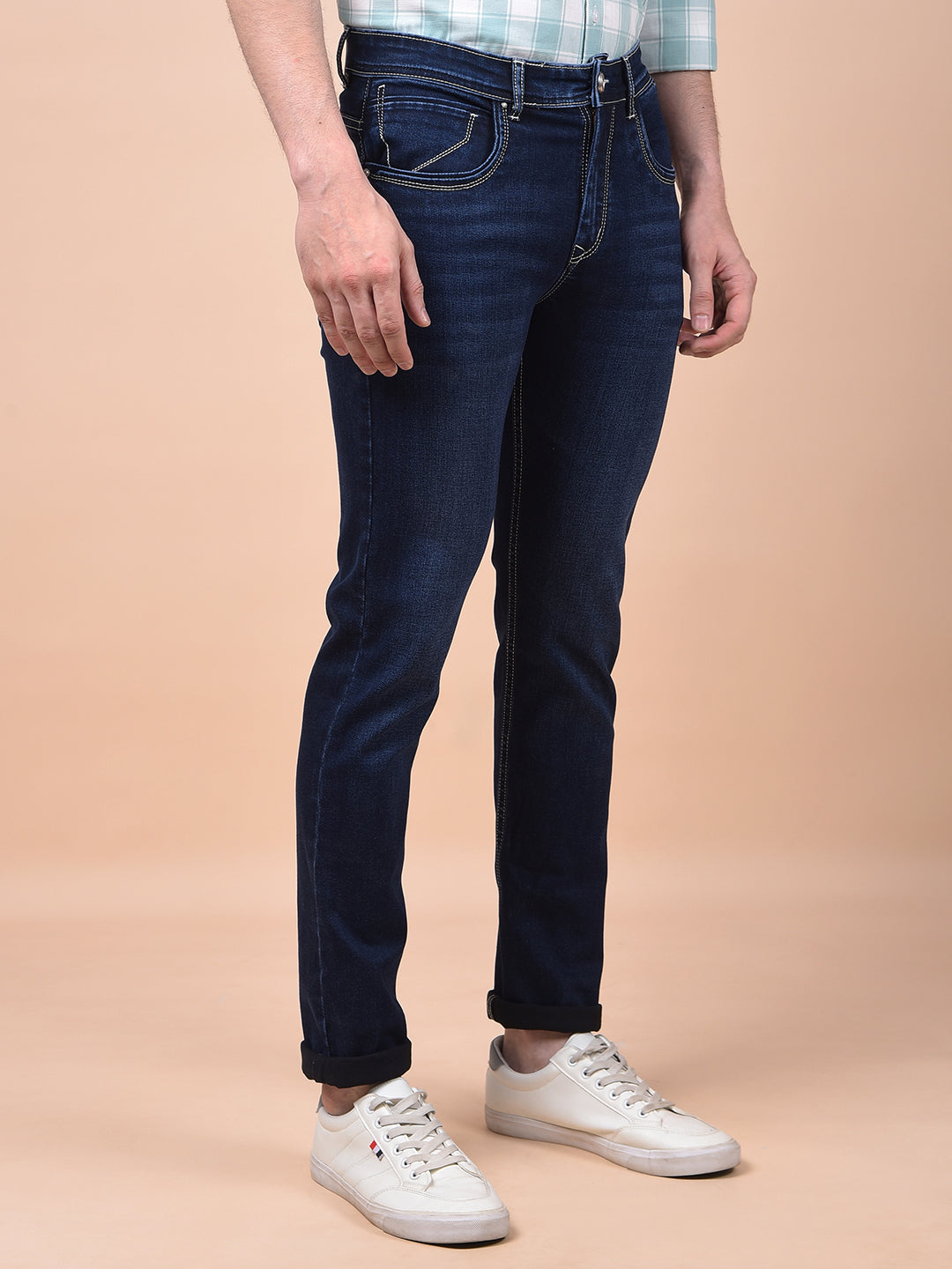 Tailored Trim Navy Blue Jeans