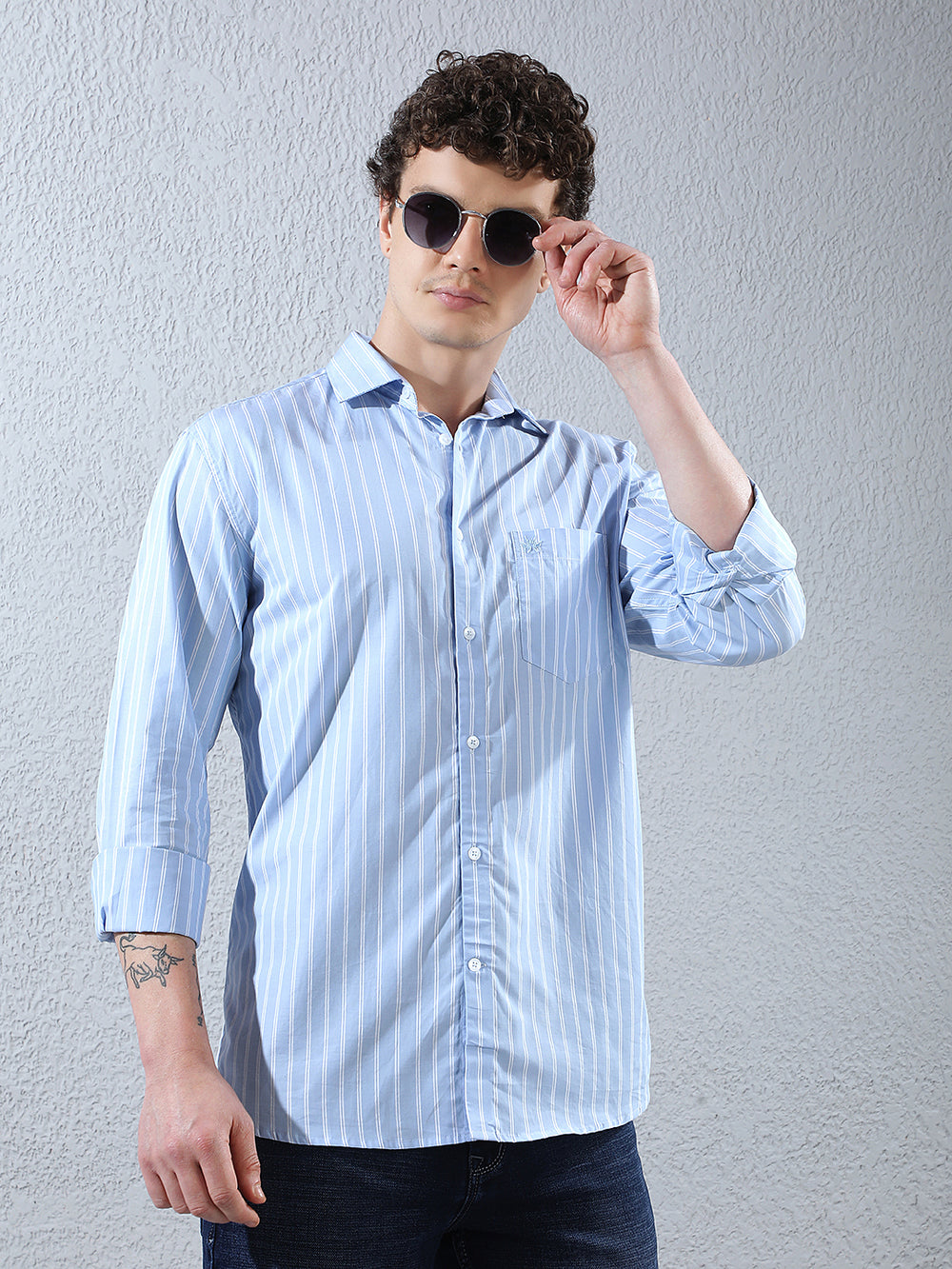Blue Vertical Stripes 100% Cotton Shirt