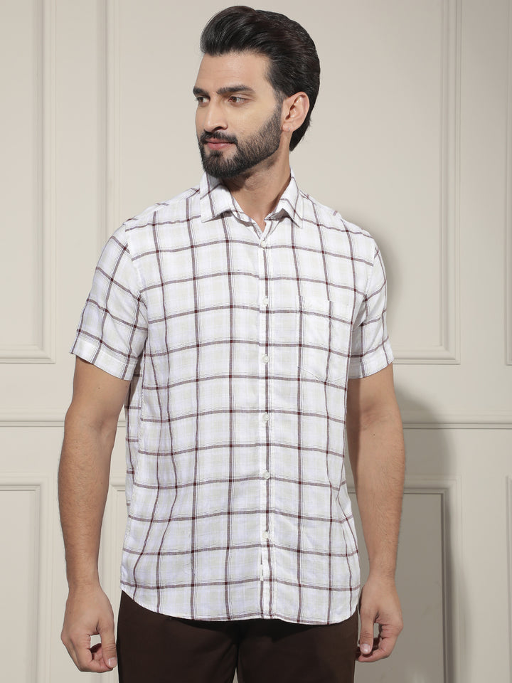 Purple Checked Linen Shirt