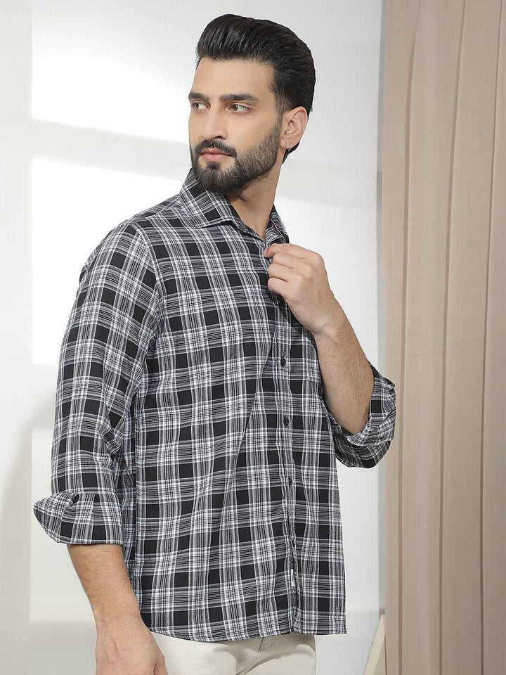 Black Checked 100% Cotton Shirt