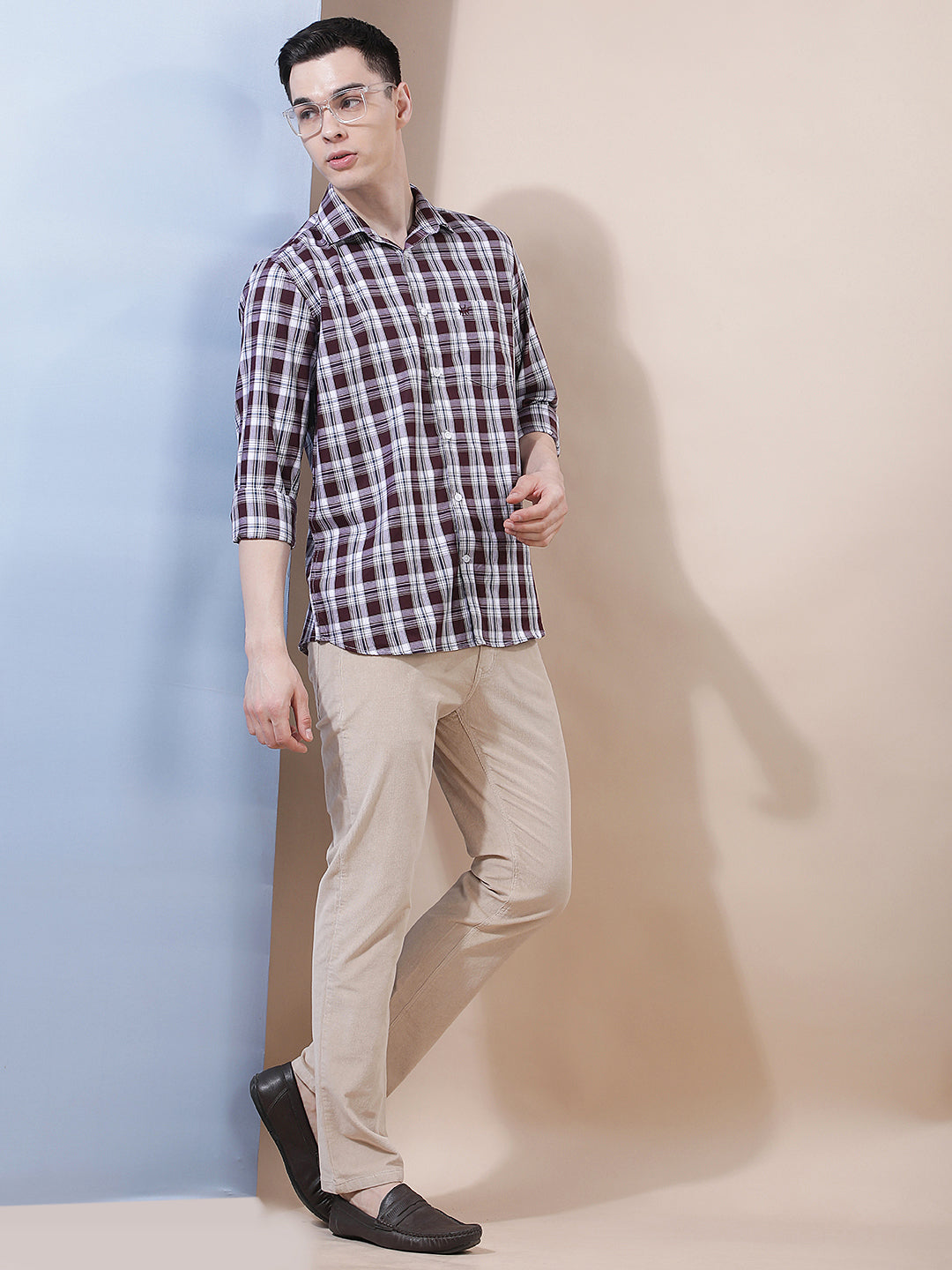 Classic Cinnamon Brown Checked Shirt