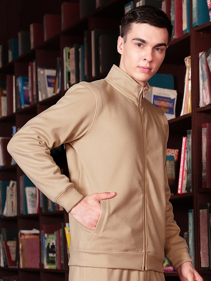Beige Front Open Sweatshirt