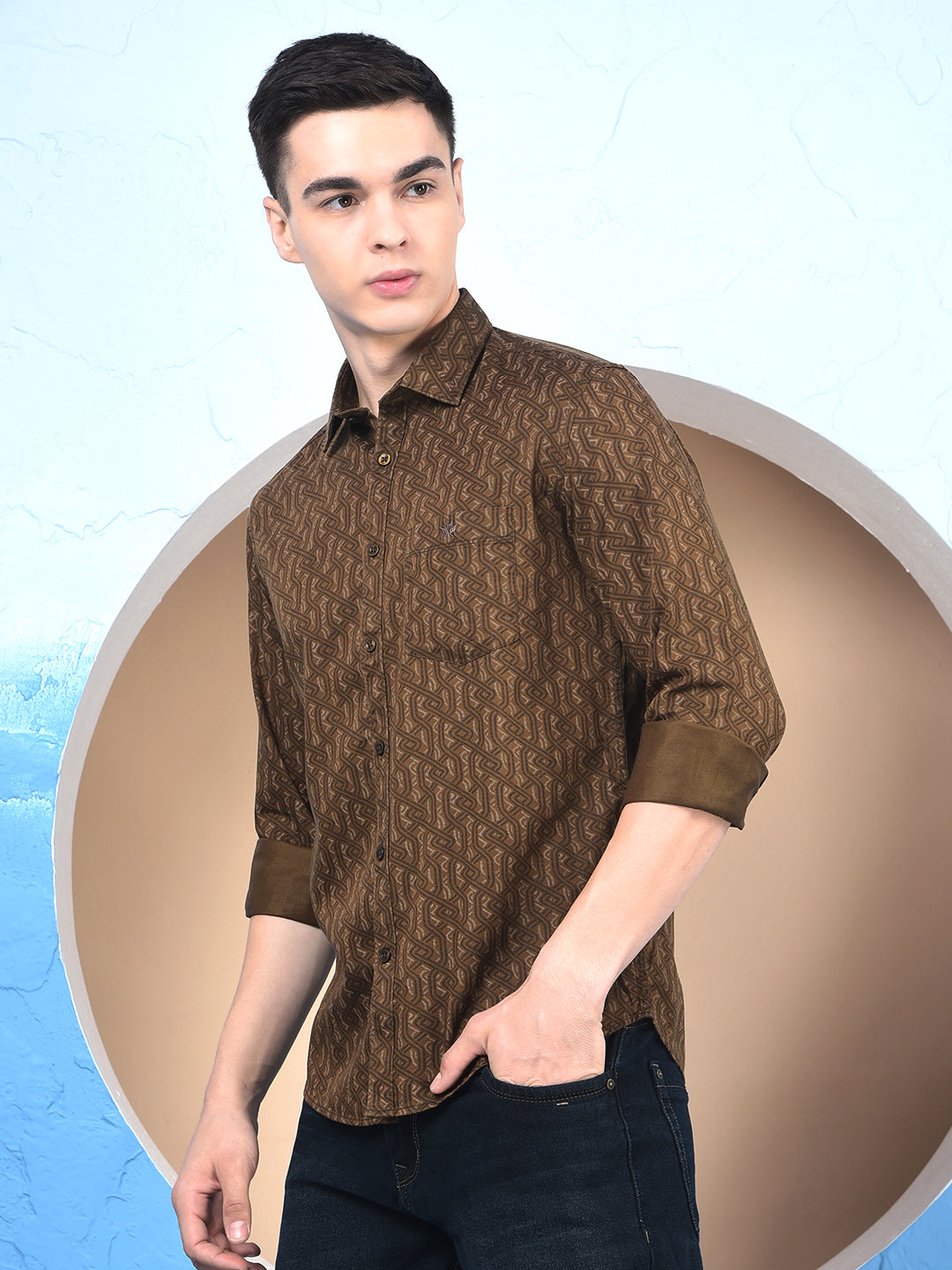 Rustic Brown Printed Shirt