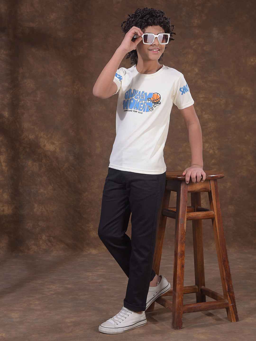 Cream Graphic Print T-Shirt