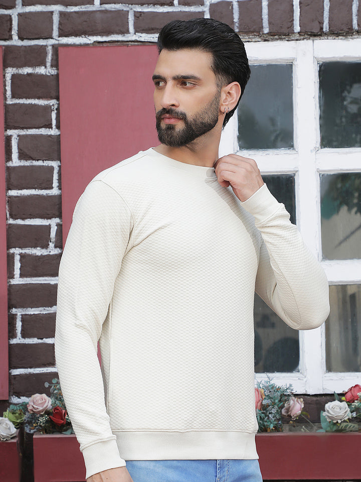 Off White Jacquard Sweatshirt