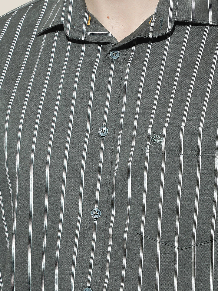 Green Vertical Stripes Shirt
