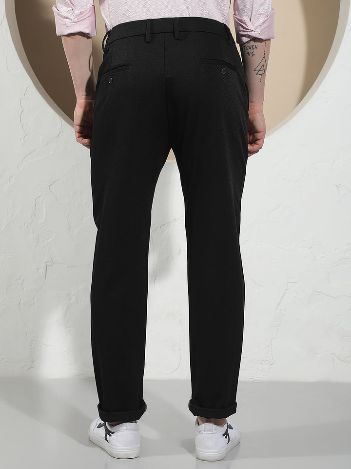 Chic Carbon Black Knitted Trousers