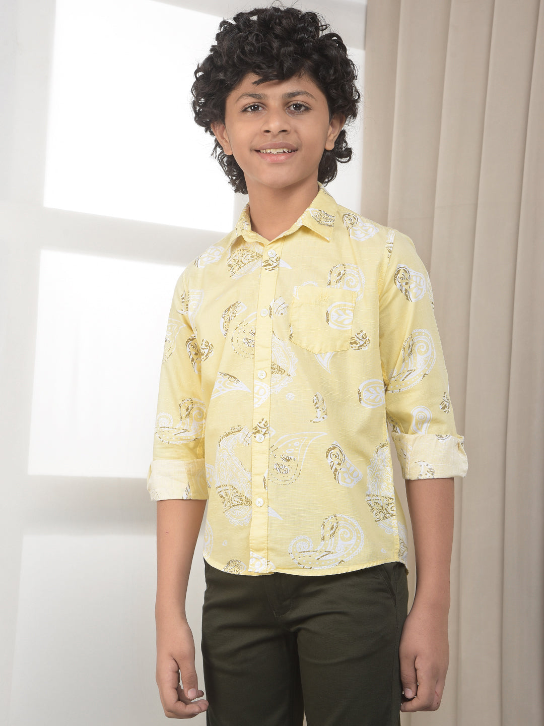 Yellow Botanical Print Shirt