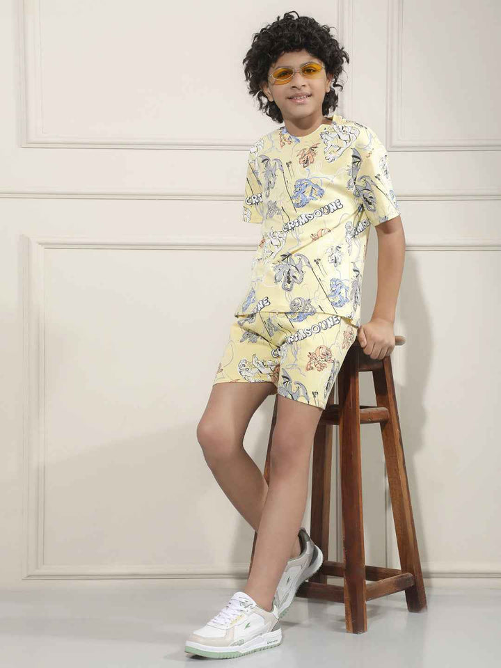 Playful Yellow Artistic Shorts