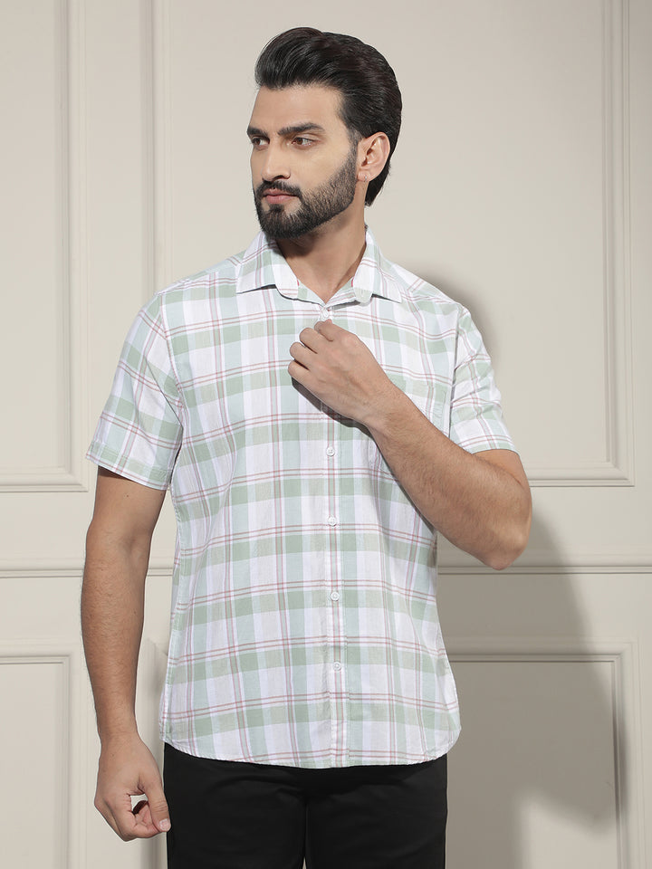 Green Checked 100% Cotton Shirt