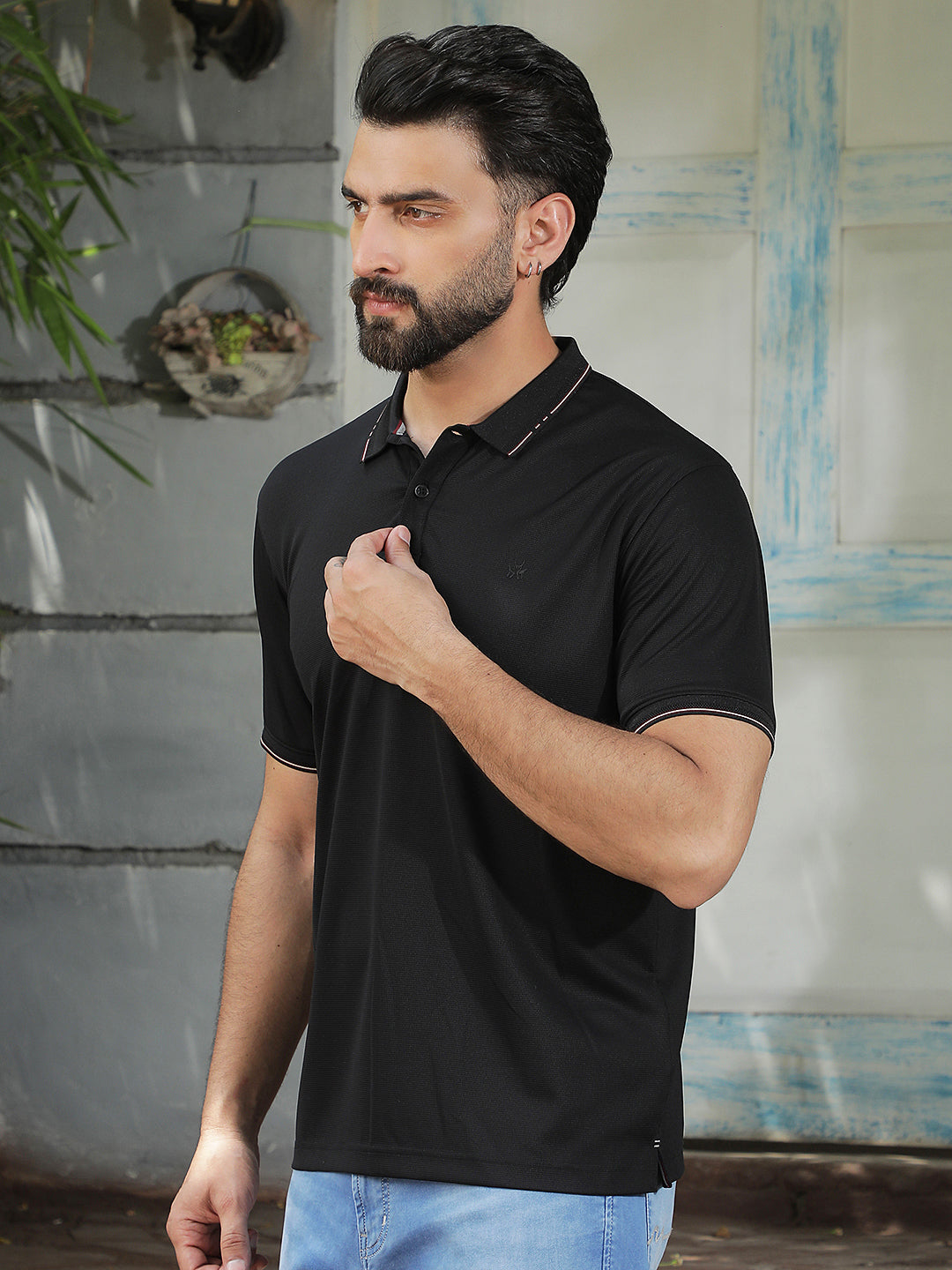 Black Polo Neck T-Shirt