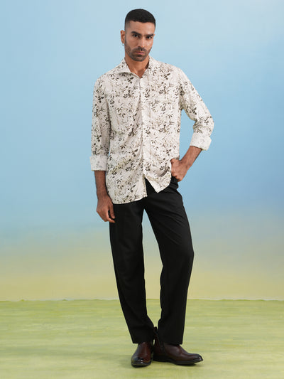 White Floral Print Shirt