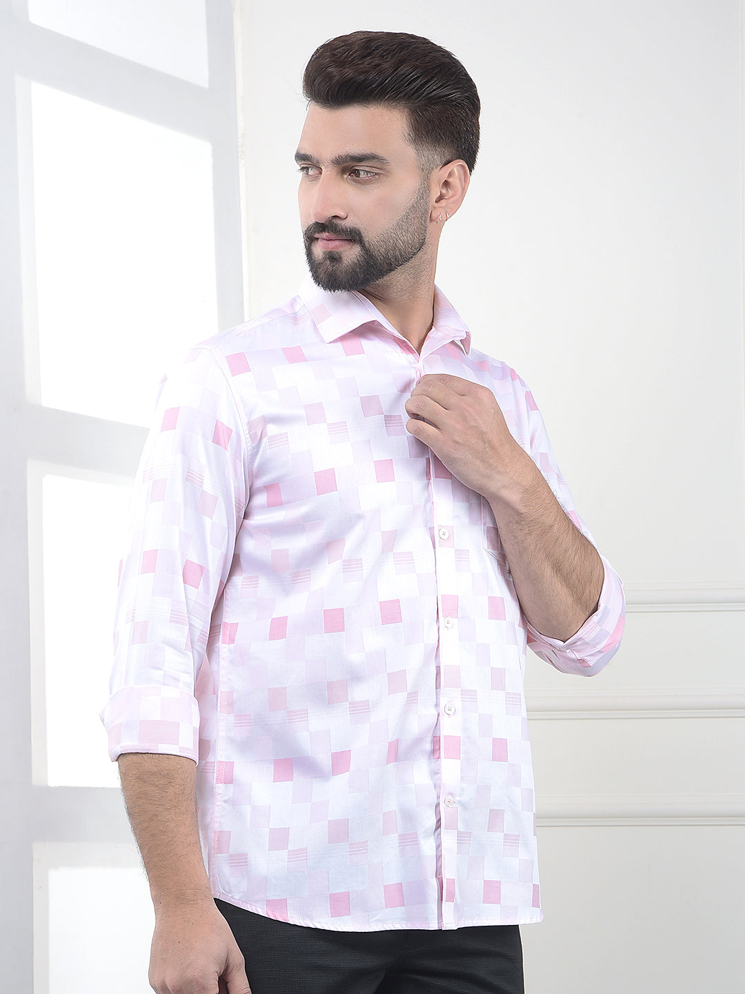 Pink Printed 100% Cotton Shirt